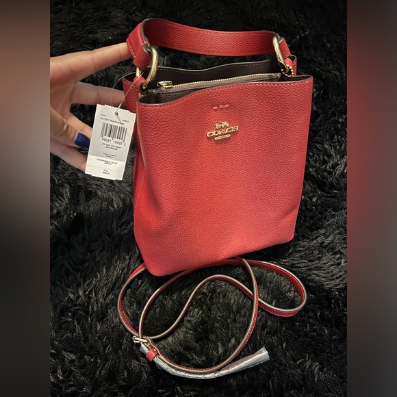 Red Coach Bucket Purse - Picture 1 of 10